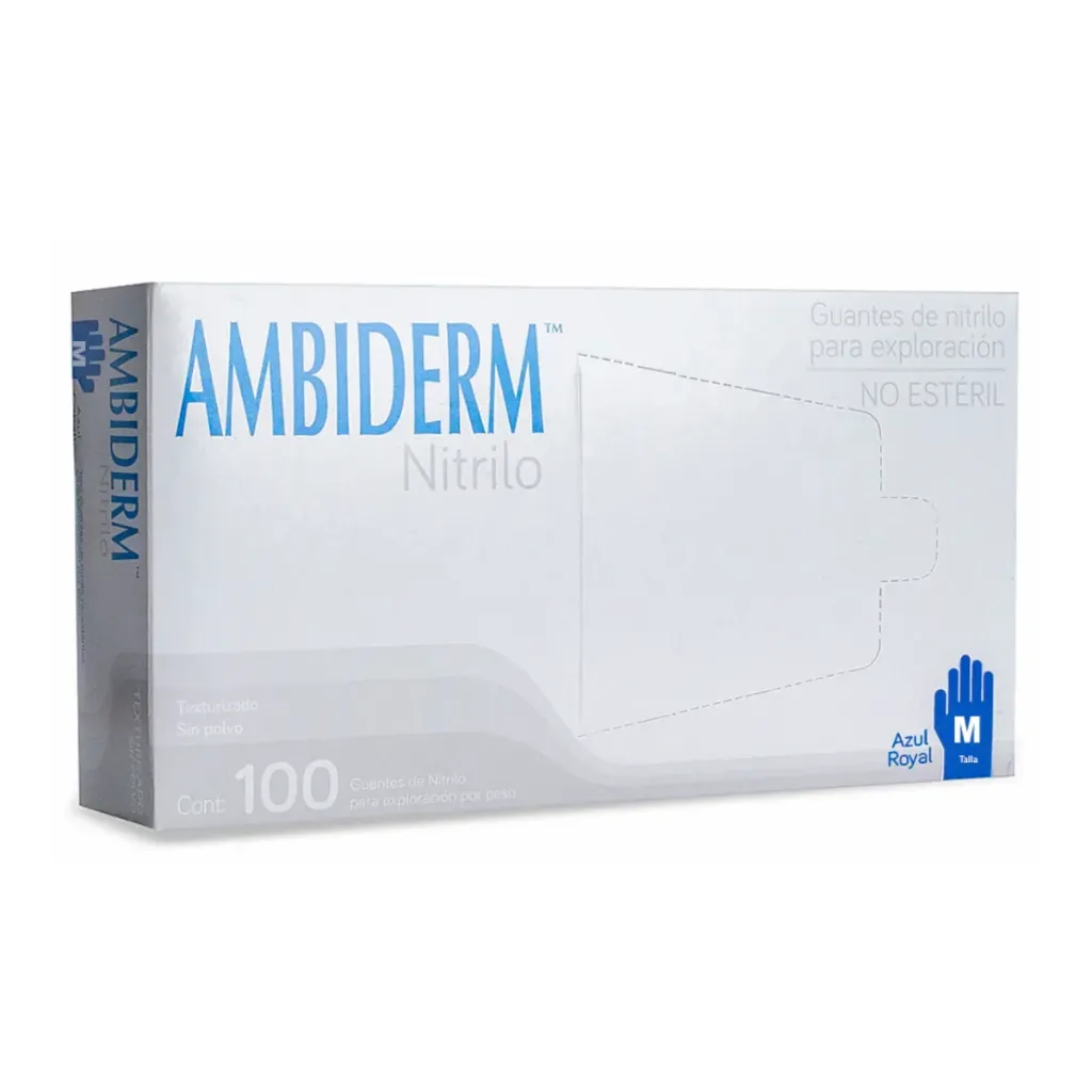 Guante de nitrilo Ambiderm Azul royal talla M – Caja con 100