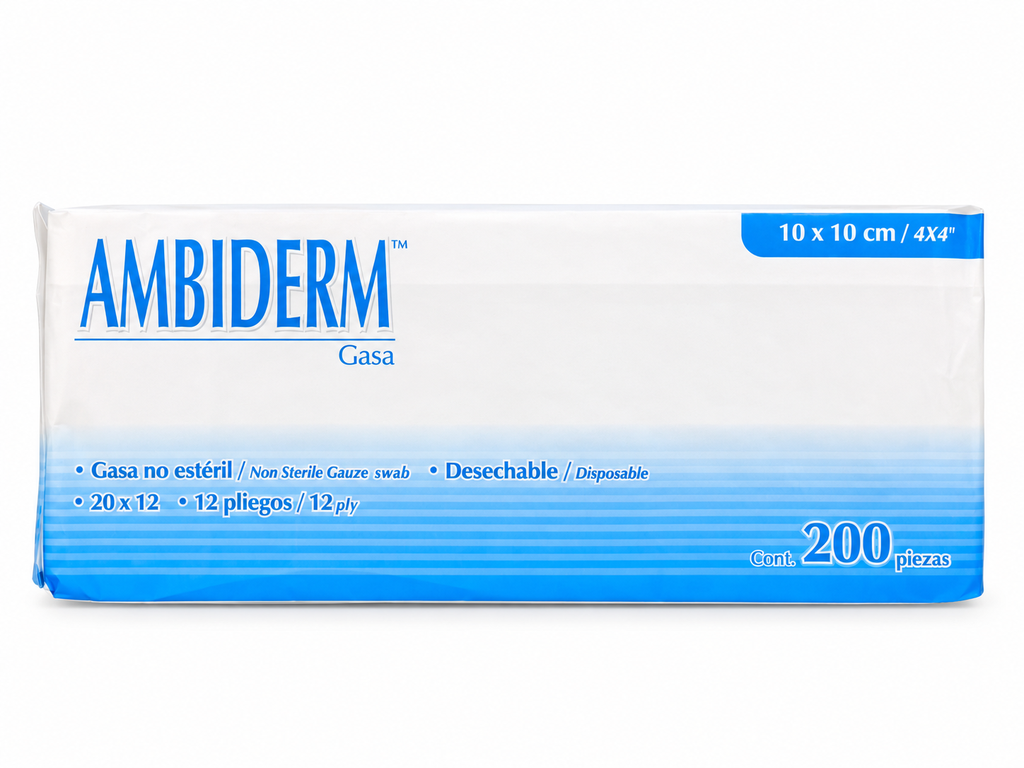 [AMB-117] Gasa No estéril Ambiderm 10 × 10 cm – Paquete con 200