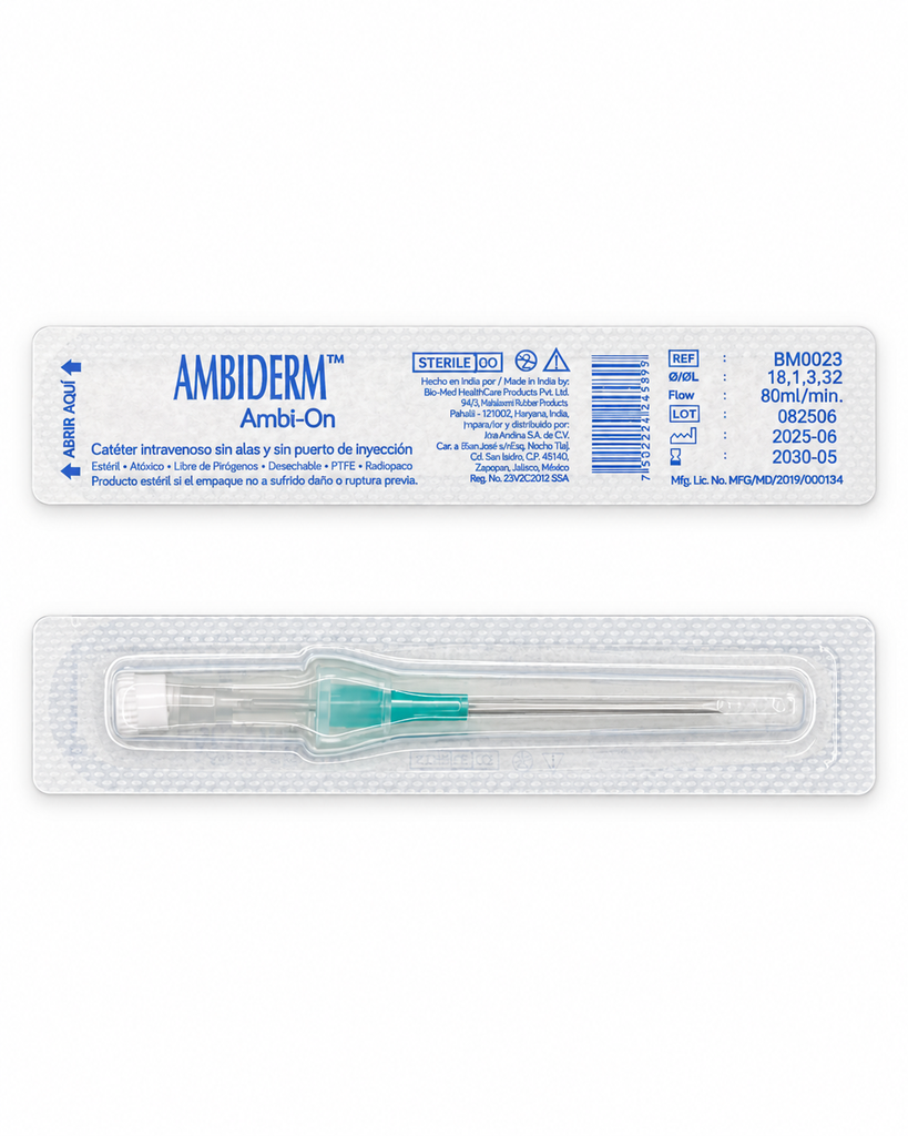 Catéter Intravenoso Ambiderm Ambi-On 18G x 32 mm Verde – 1 Pieza