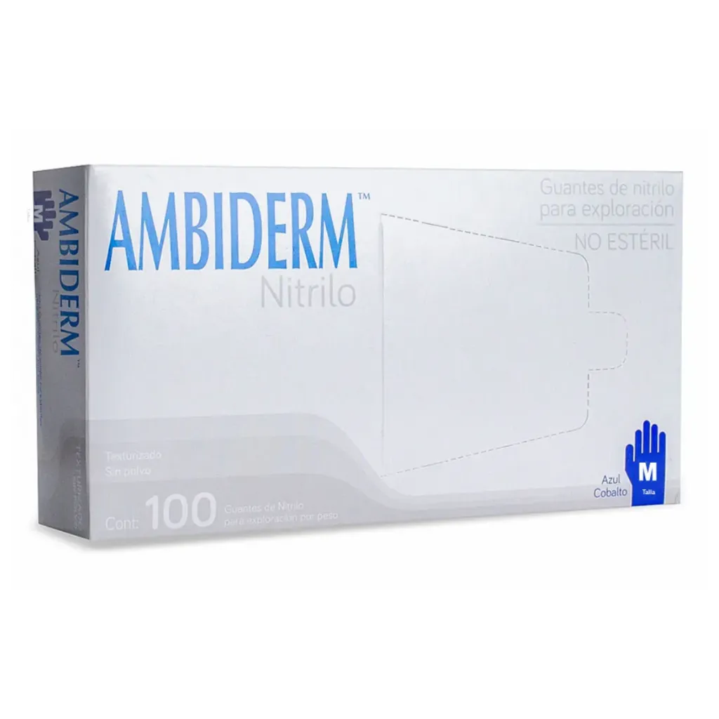 [AMB-127] Guante de nitrilo Ambiderm Azul cobalto talla M – Caja con 100