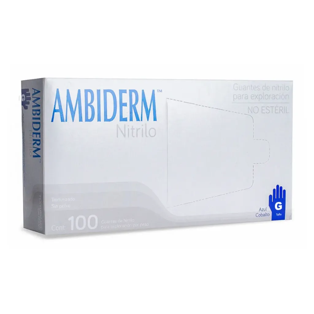 [AMB-128] Guante de nitrilo Ambiderm Azul cobalto talla G – Caja con 100