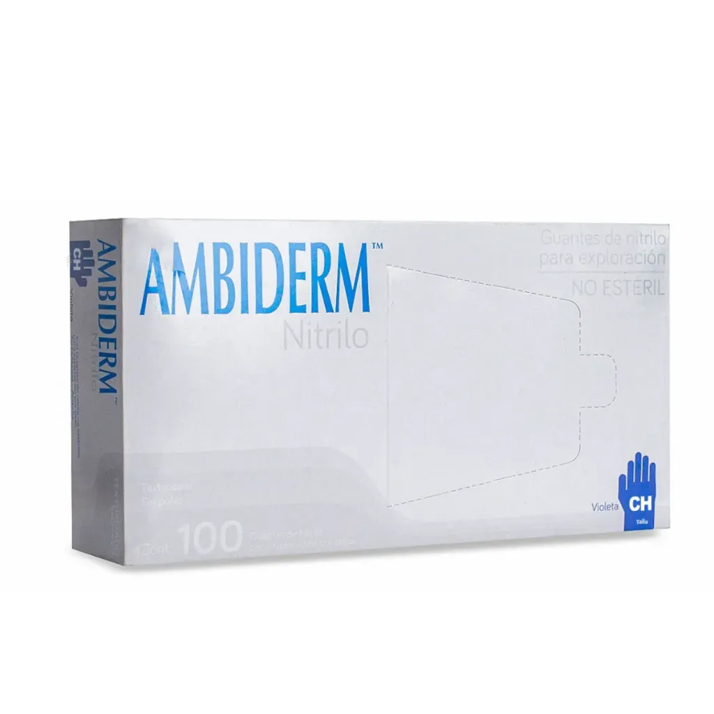 [AMB-129] Guante de nitrilo Ambiderm Violeta talla CH – Caja con 100
