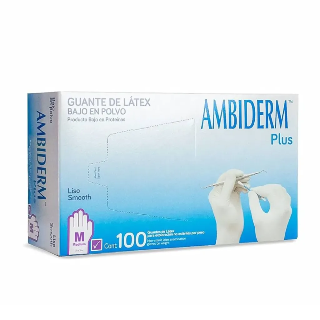 [AMB-131] Guante de látex Ambiderm plus Violeta talla M – Caja con 100