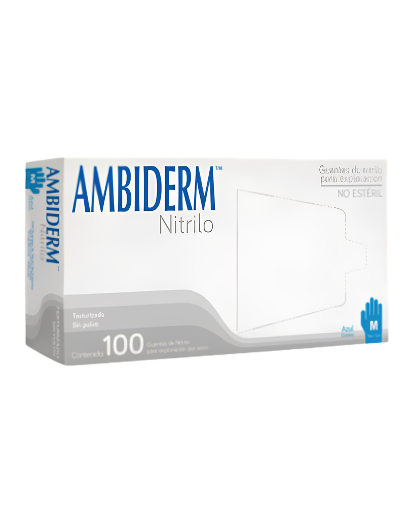 [AMB-138] Guante de nitrilo Ambiderm Azul océano talla M – Caja con 100