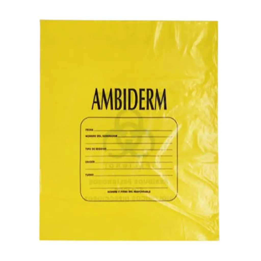 [AMB-14] Bolsa amarilla para residuos patológicos Ambiderm 50 × 60 cm – 1 Pieza