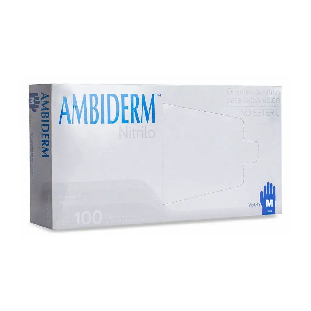 Guante de nitrilo Ambiderm Violeta talla G – Caja con 100