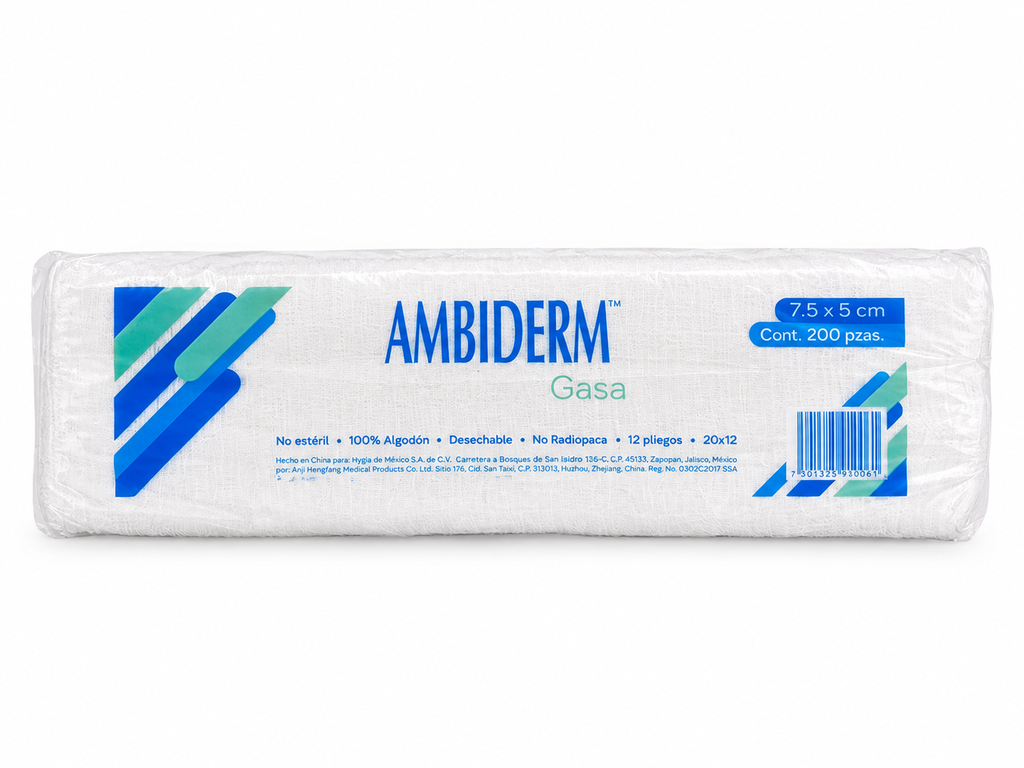 [AMB-23] Gasa No Estéril Ambiderm 7.5 × 5 cm – Paquete con 200