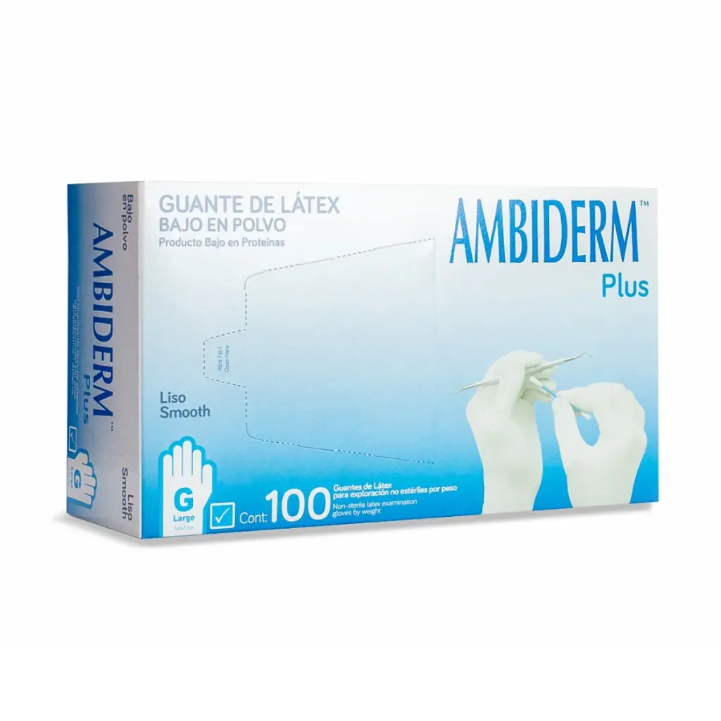 [AMB-48] Guante de látex Ambiderm plus Azul talla G – Caja con 100