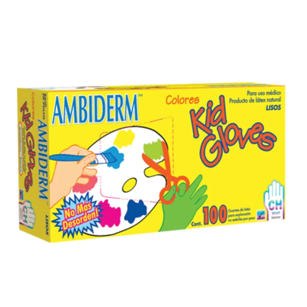 [AMB-50] Guante de látex Ambiderm kid gloves surtido de colores talla CH – Caja con 100