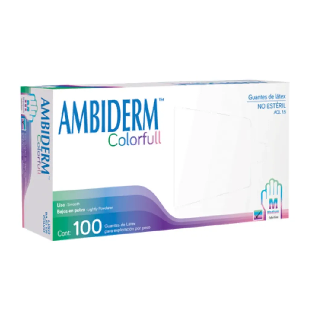 Guante de látex Ambiderm colorfull surtido talla M – Caja con 100