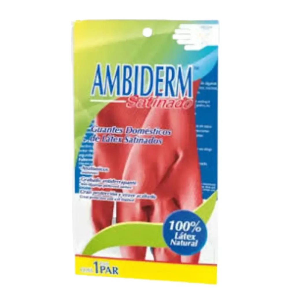 [AMB-56] Guante Satinado Ambiderm Rojo talla M – 1 Par