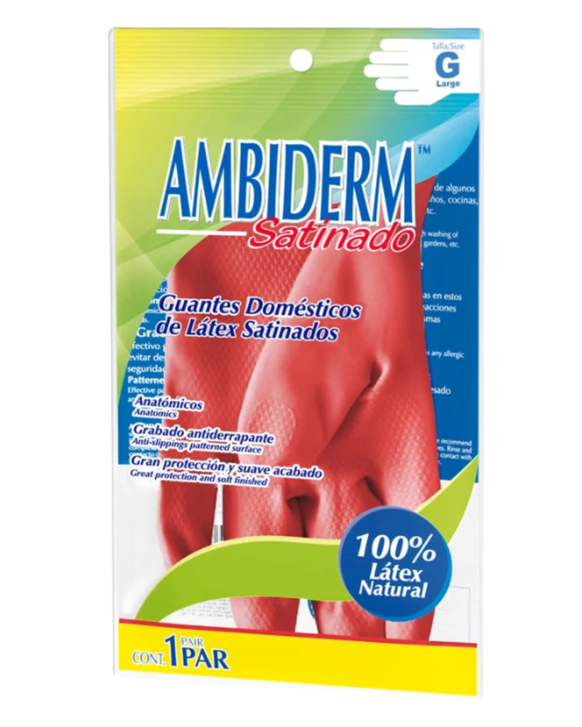 [AMB-57] Guante satinado Ambiderm Rojo talla G – 1 Par