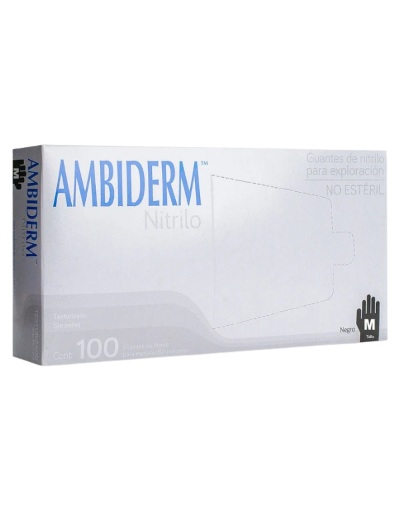 Guante de nitrilo Ambiderm Negro talla M – Caja con 100