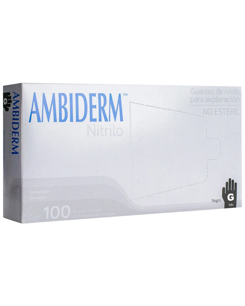 [AMB-91] Guante de nitrilo Ambiderm Negro talla G – Caja con 100