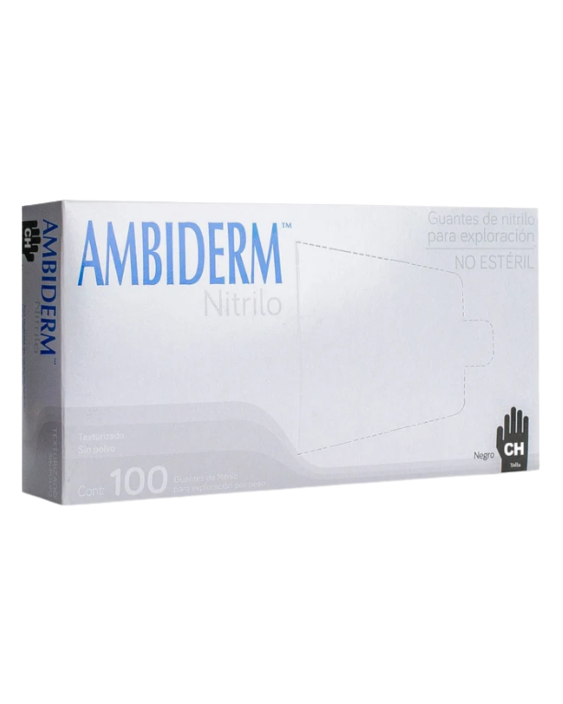 Guante de nitrilo Ambiderm Negro talla CH – Caja con 100