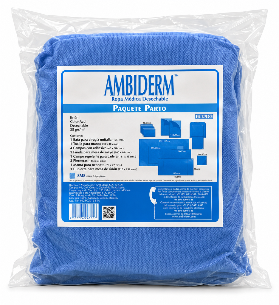Paquete para parto Ambiderm estéril SMS – 1 Paquete