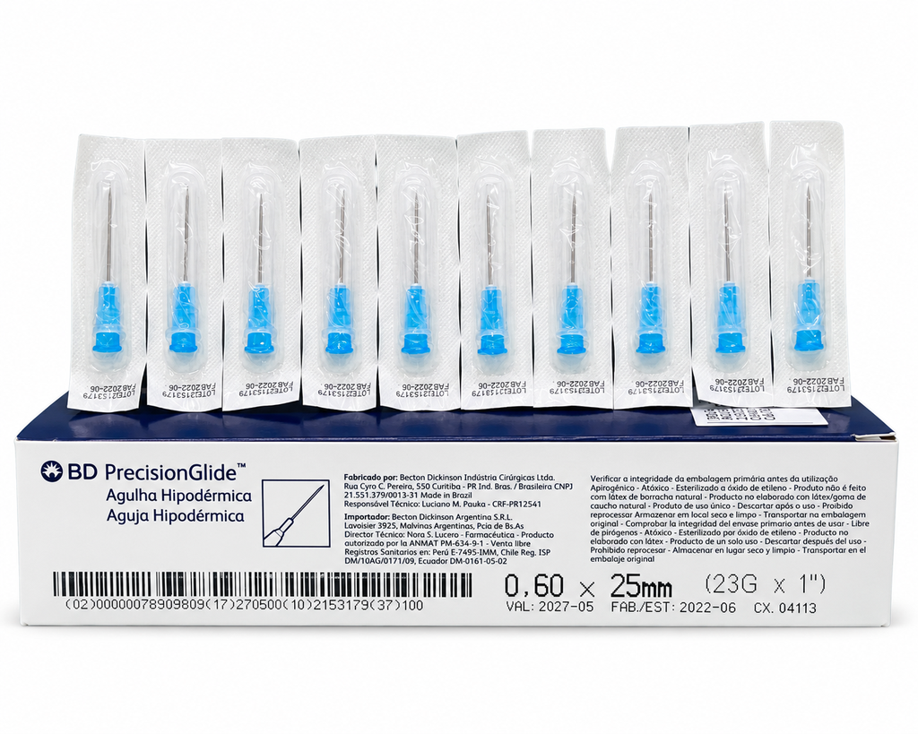 [BED-4] Aguja Hipodérmica BD PrecisionGlide 23G x 25 mm – Caja con 100 (Azúl)