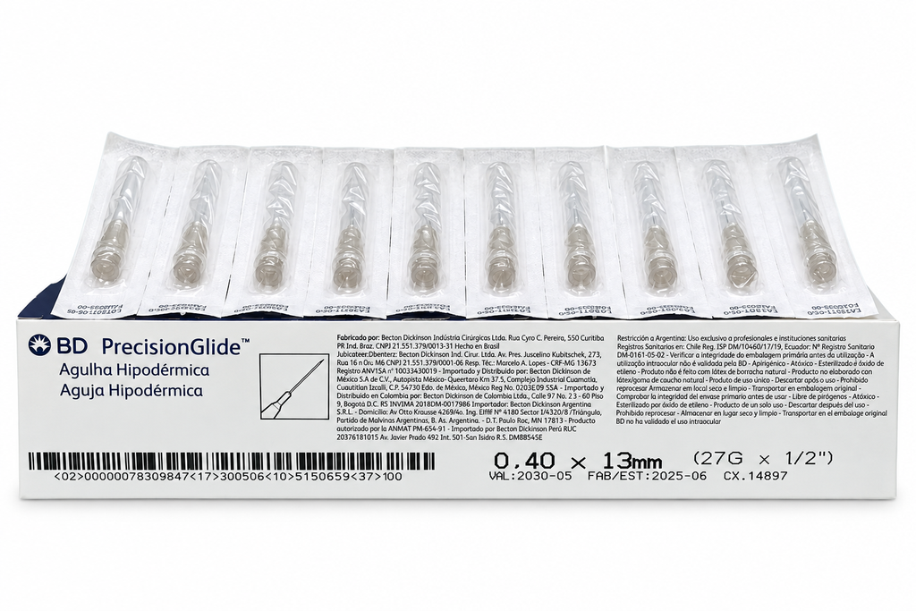 [BED-5] Aguja Hipodérmica BD PrecisionGlide 27G x 13 mm – Caja con 100 (Gris)