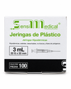 Jeringa Sensimedical 3 ml con aguja 22G x 32 mm Negra – Caja con 100 Piezas