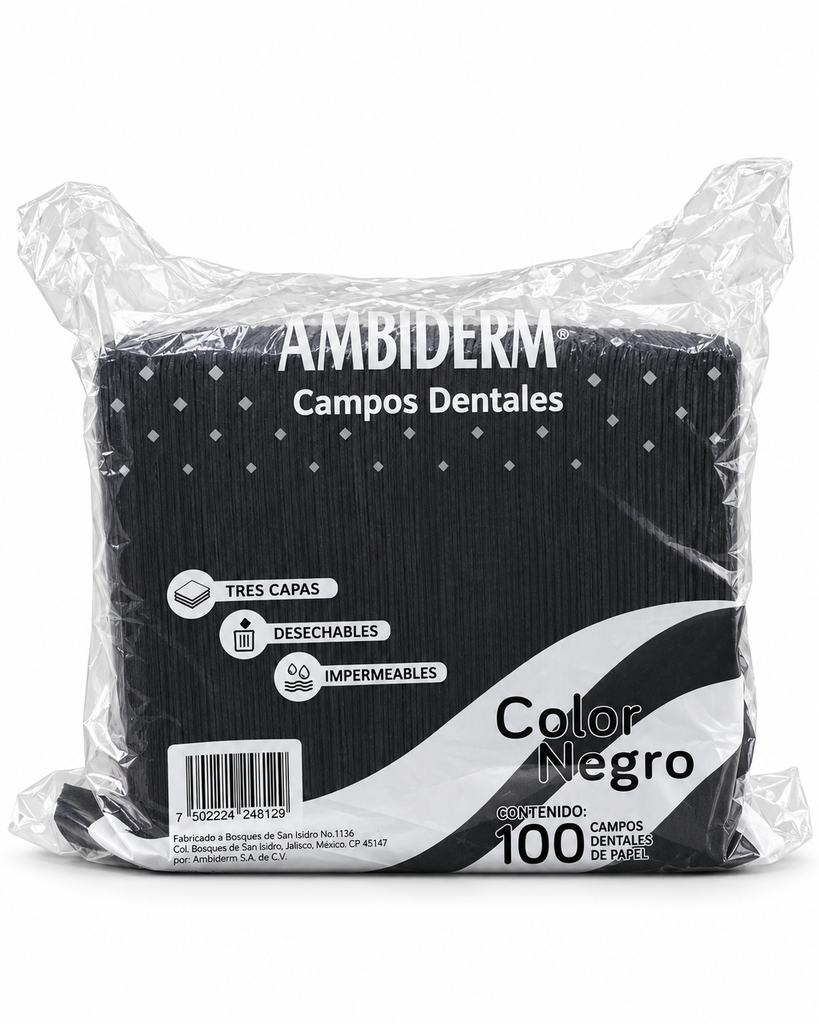 [AMB-152] Campo Dental Ambiderm Negro – Bolsa con 100
