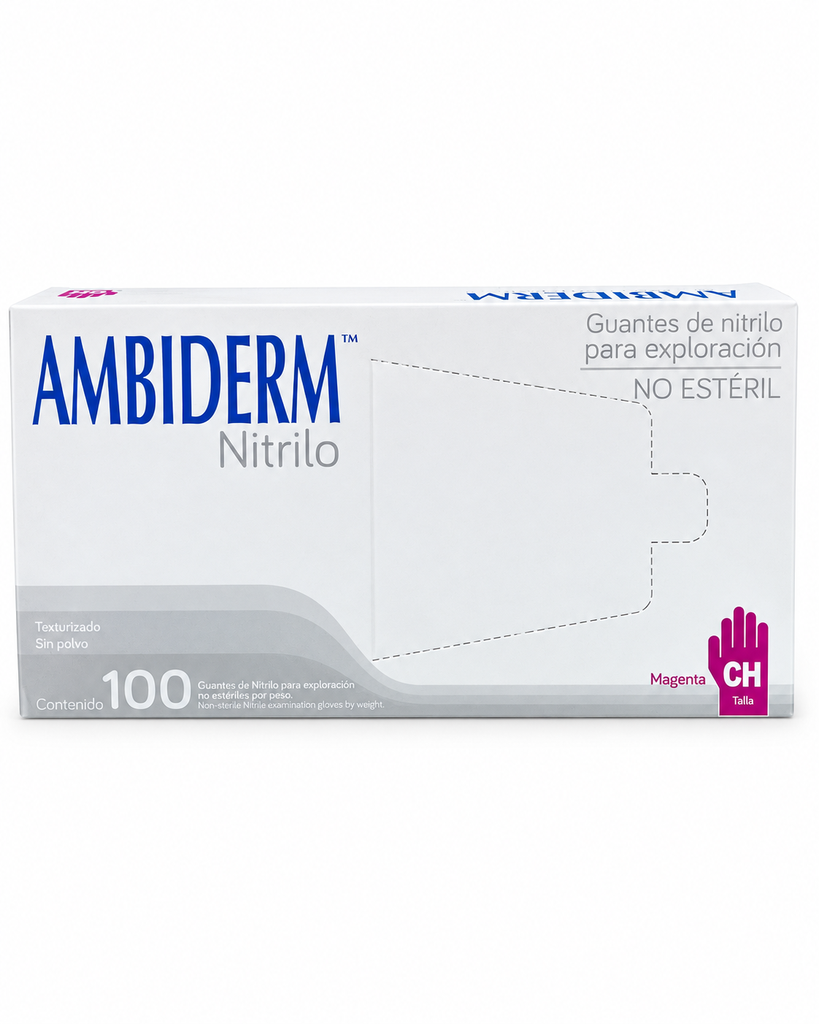 [AMB-153] Guante de nitrilo Ambiderm Magenta talla CH – Caja con 100