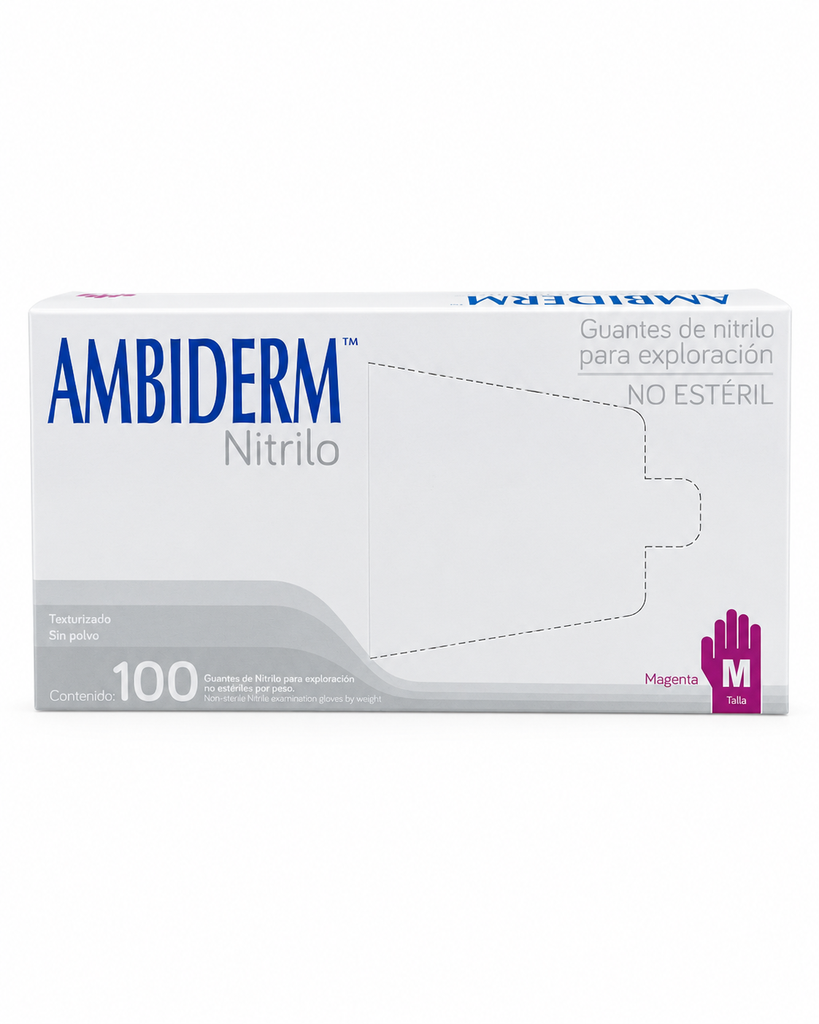 [AMB-155] Guante de nitrilo Ambiderm Magenta talla M – Caja con 100